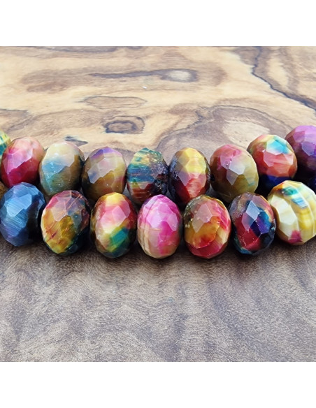 Tigeraugekette multicolor facettiert 10x6mm