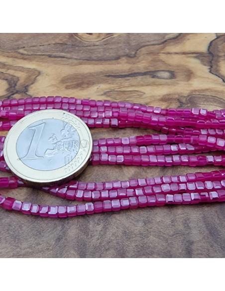 Rubin Kette facettiert 2x2mm farbbehandelt