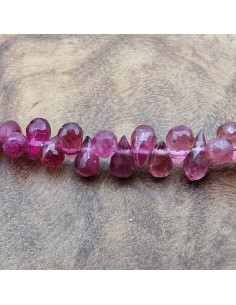 Rubelith - Rubellit - roter Turmalinkette Tropfen facettiert 3-5mm