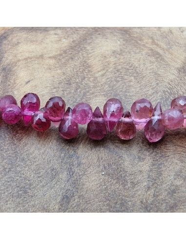 Rubelith - Rubellit - roter Turmalinkette Tropfen facettiert 3-5mm