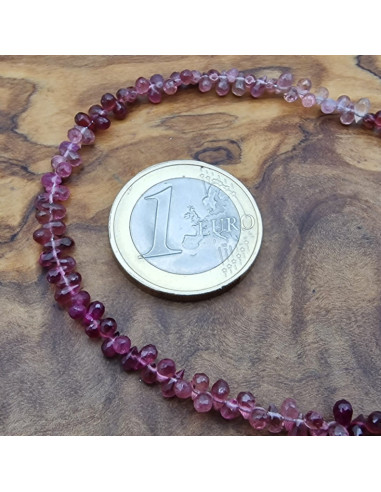 Rubelith - Rubellit - roter Turmalinkette Tropfen facettiert 3-5mm