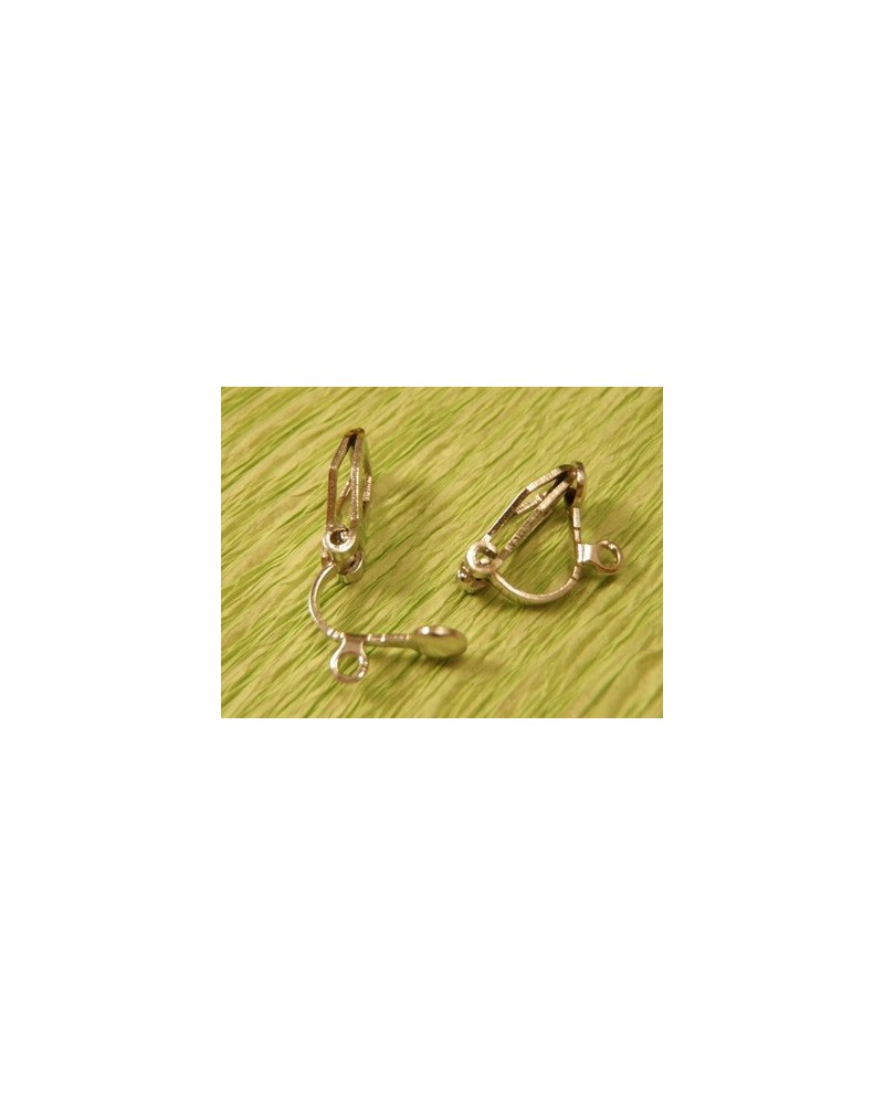 Ohrclip 4mm (2 Stk), Messing rhodiumfarben
