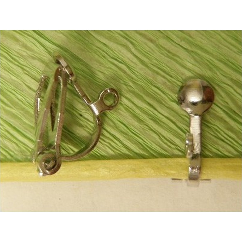 Ohrclip 4mm (2 Stk), Messing rhodiumfarben