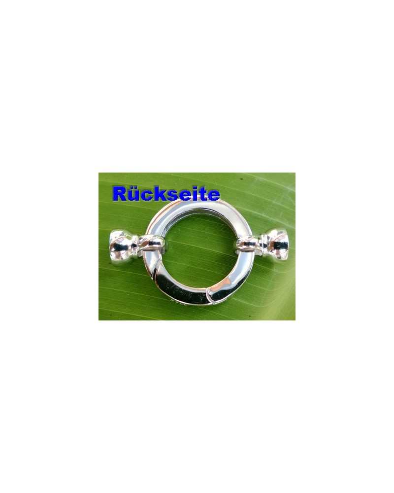Schliesse 22x34mm, 925 Silber rhodiniert, Strass