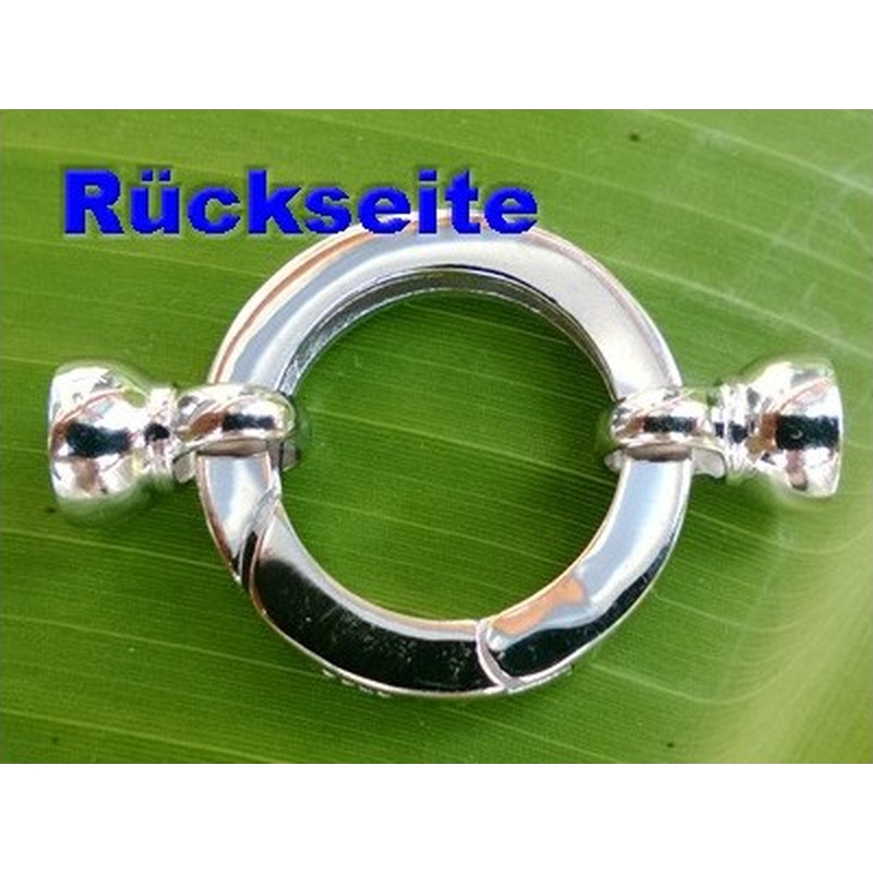 Schliesse 22x34mm, 925 Silber rhodiniert, Strass
