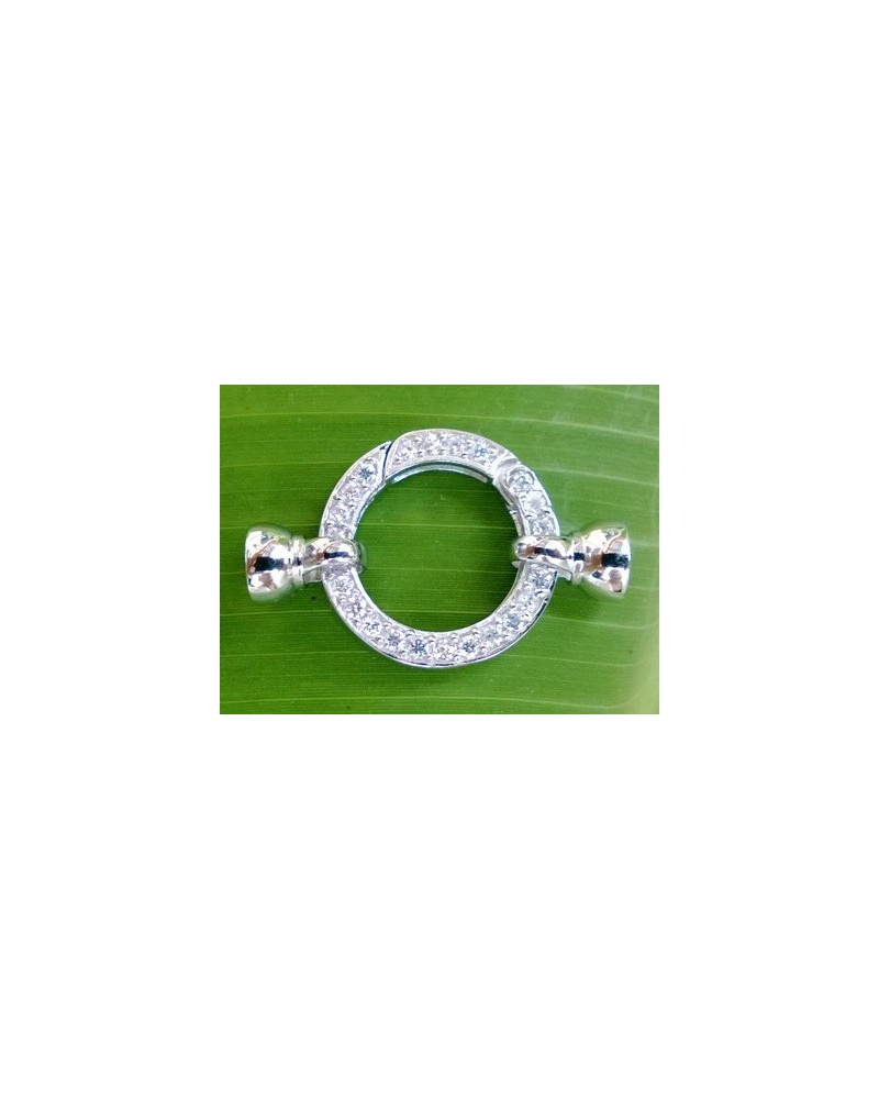Schliesse 22x34mm, 925 Silber rhodiniert, Strass