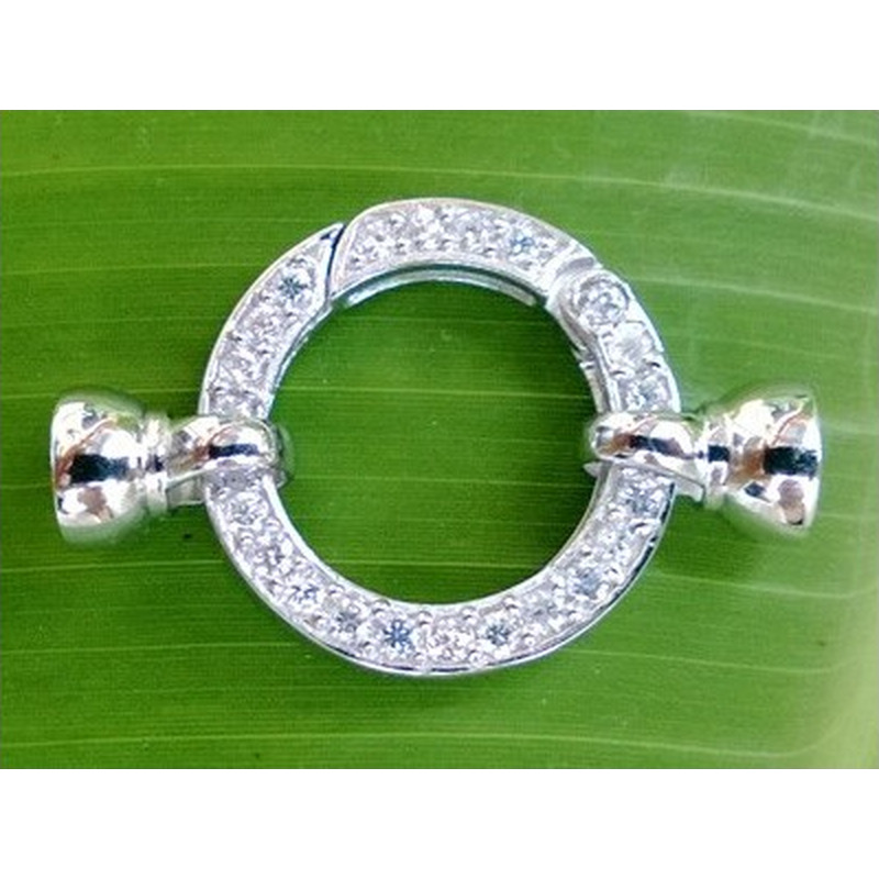 Schliesse 22x34mm, 925 Silber rhodiniert, Strass
