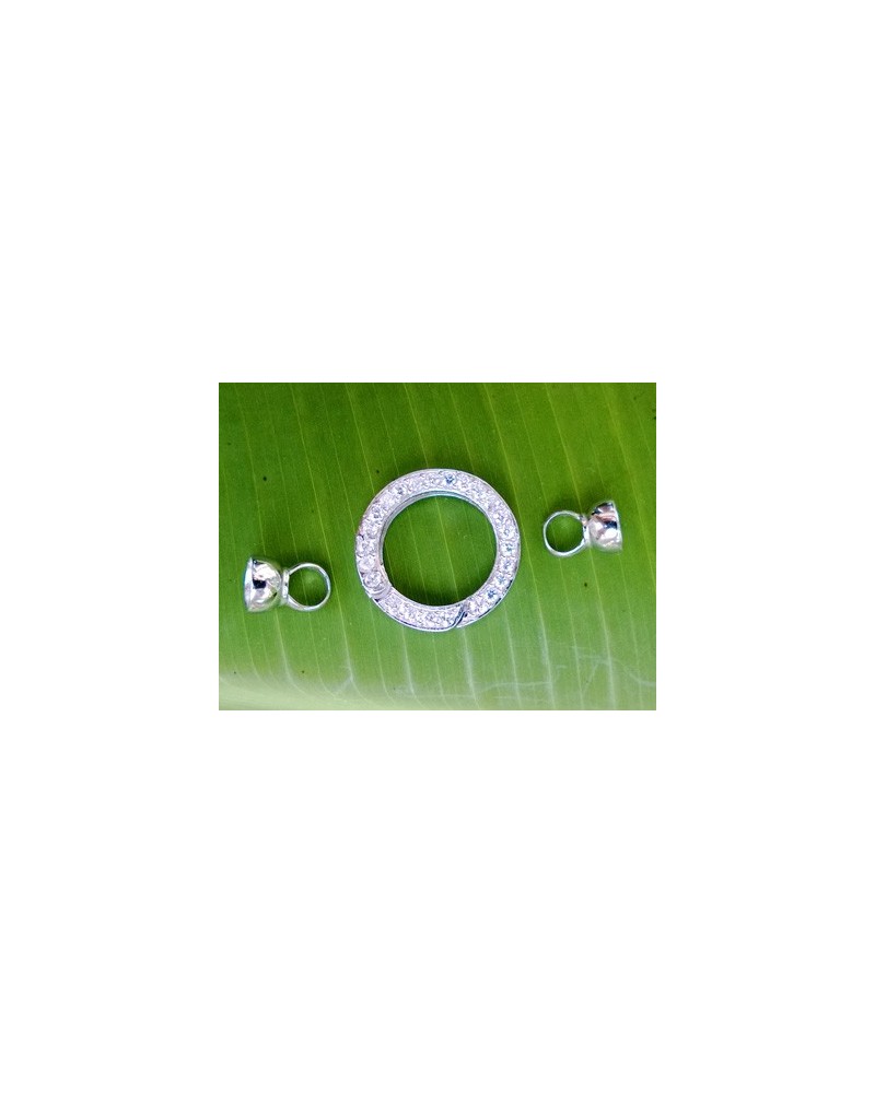 Schliesse 22x34mm, 925 Silber rhodiniert, Strass