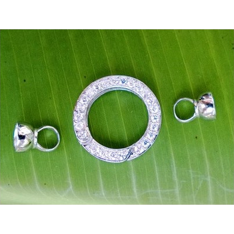 Schliesse 22x34mm, 925 Silber rhodiniert, Strass