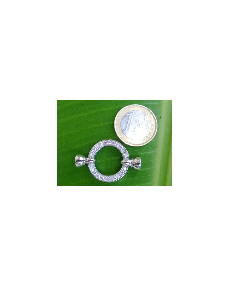 Schliesse 22x34mm, 925 Silber rhodiniert, Strass