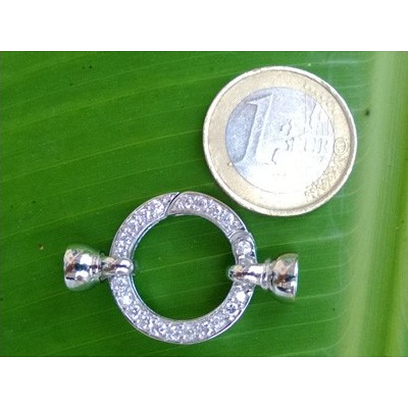 Schliesse 22x34mm, 925 Silber rhodiniert, Strass