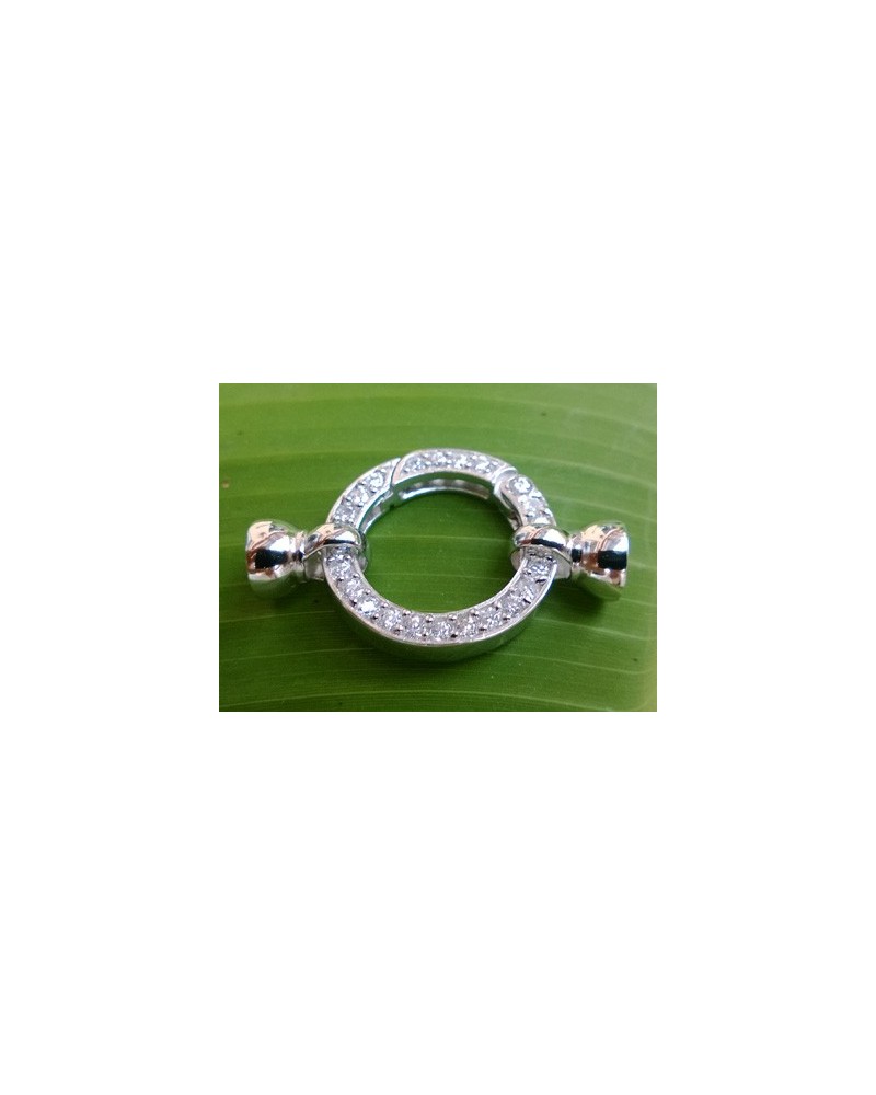 Schliesse 22x34mm, 925 Silber rhodiniert, Strass