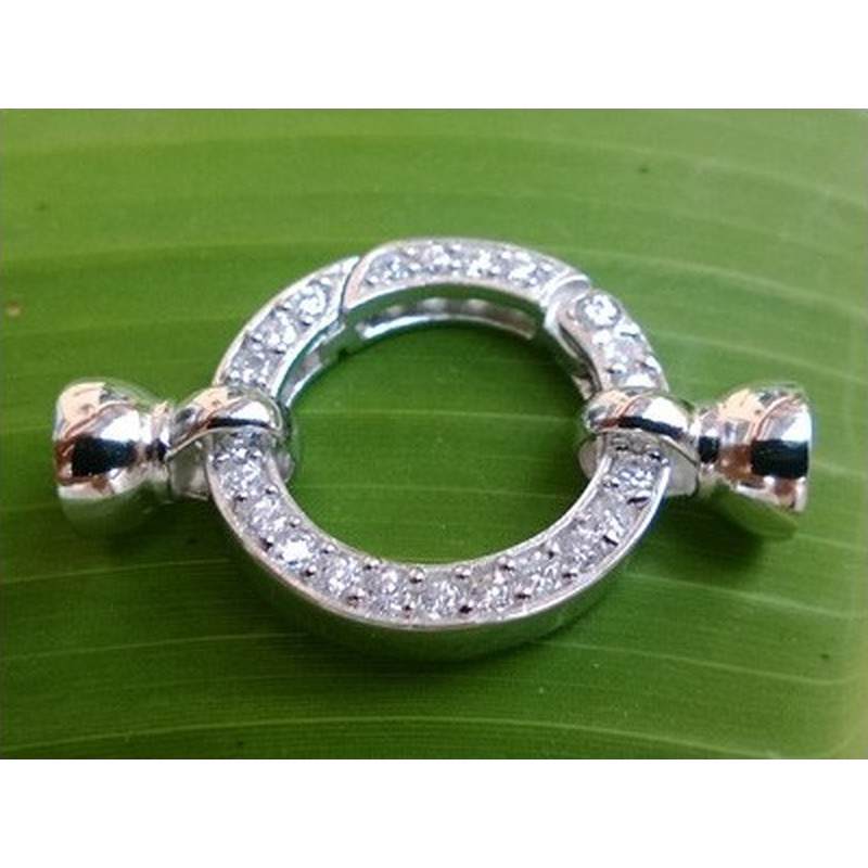 Schliesse 22x34mm, 925 Silber rhodiniert, Strass