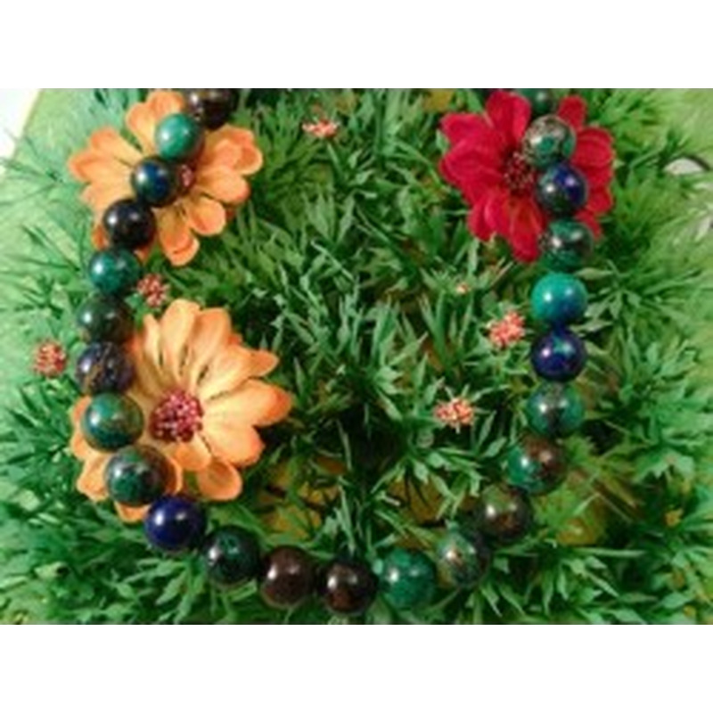 Azurit-Malachitkette 10mm NATUR