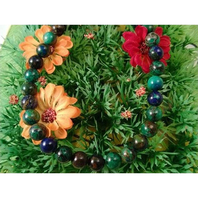 Azurit-Malachitkette 10mm NATUR