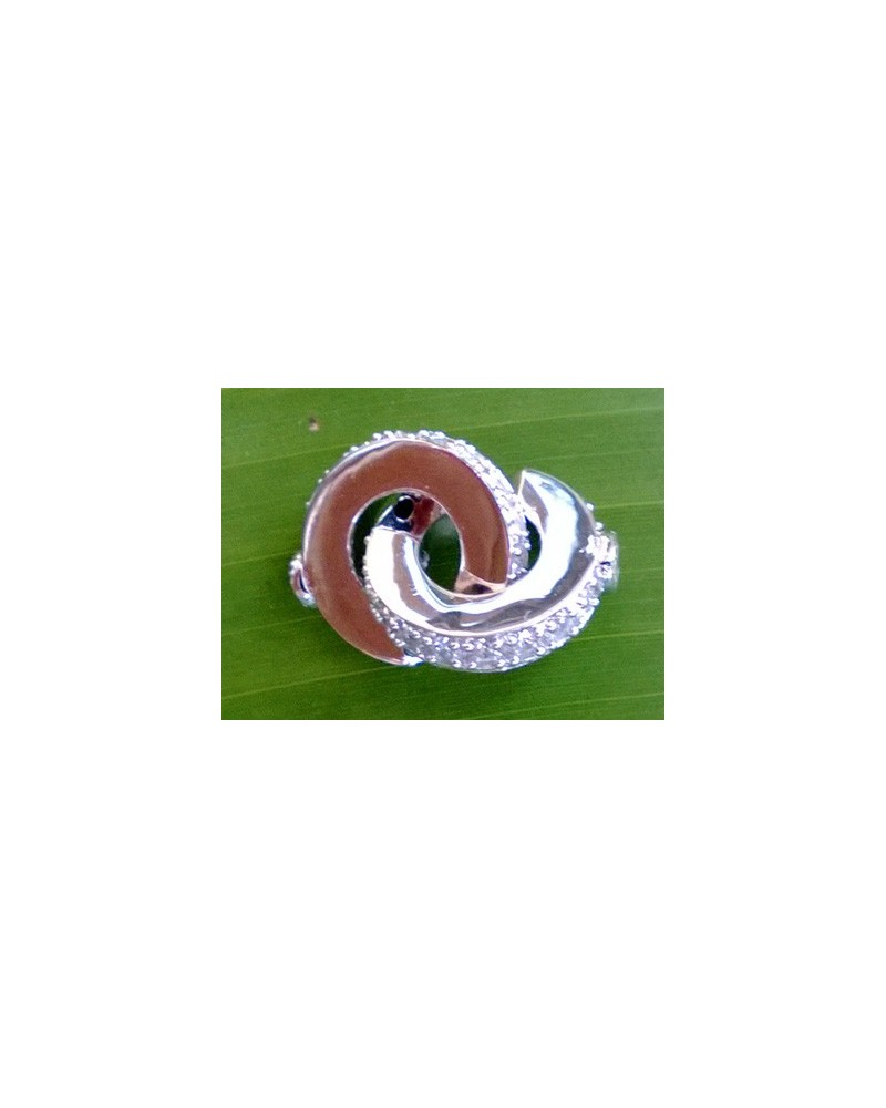Schliesse 14mm, 925 Silber rhodiniert, Strass