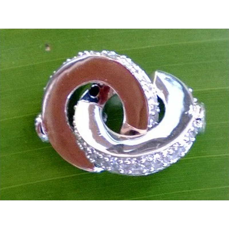 Schliesse 14mm, 925 Silber rhodiniert, Strass