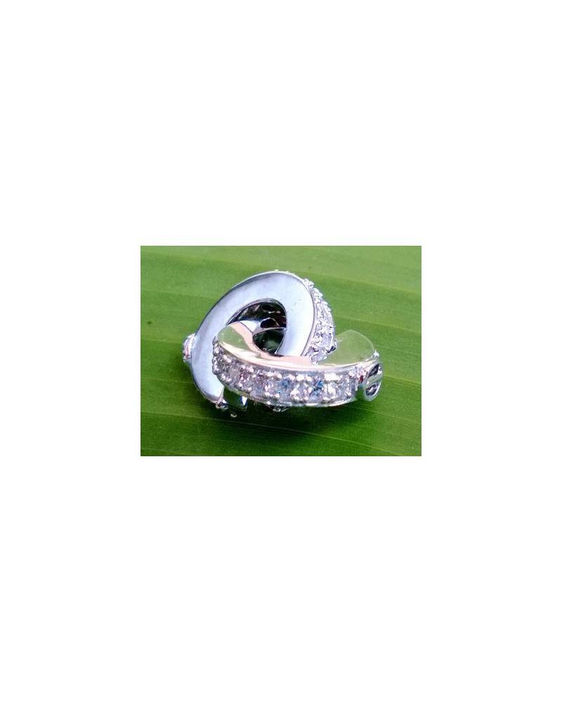 Schliesse 14mm, 925 Silber rhodiniert, Strass