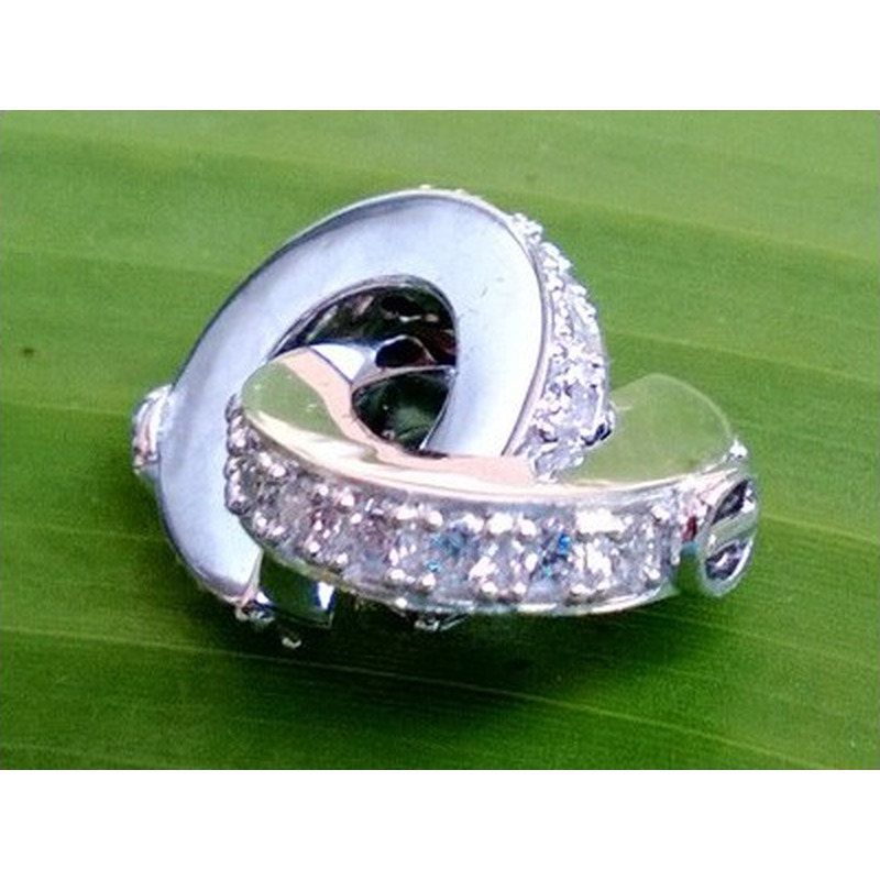 Schliesse 14mm, 925 Silber rhodiniert, Strass