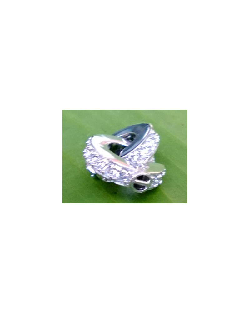 Schliesse 14mm, 925 Silber rhodiniert, Strass