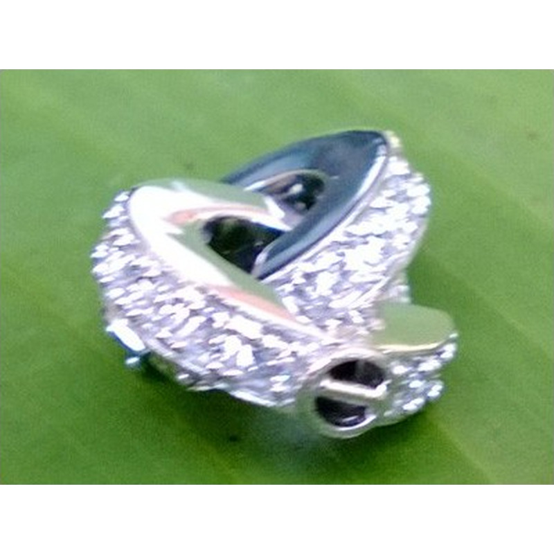Schliesse 14mm, 925 Silber rhodiniert, Strass