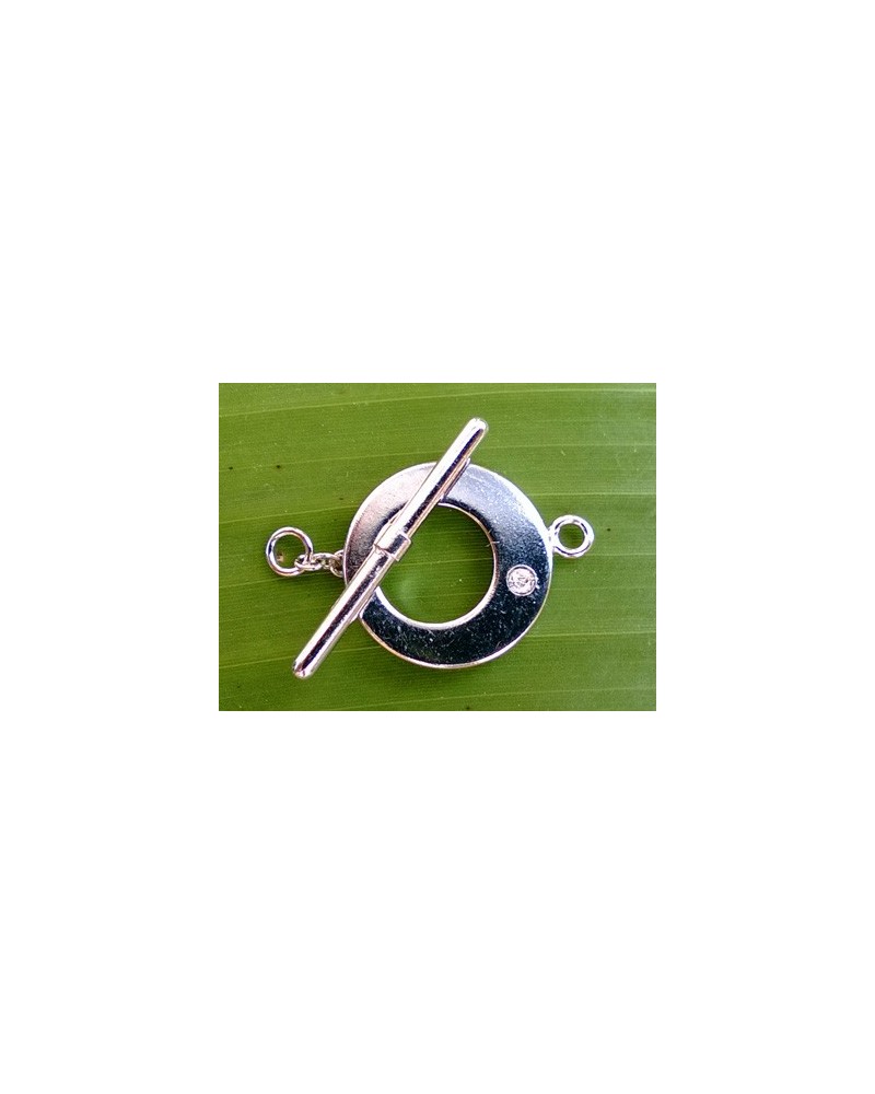 Knebelschliesse 16mm Messing rhodiniert, Strass