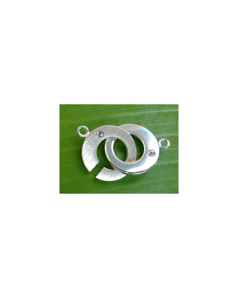 Schliesse 16mm Messing rhodiniert, Strass