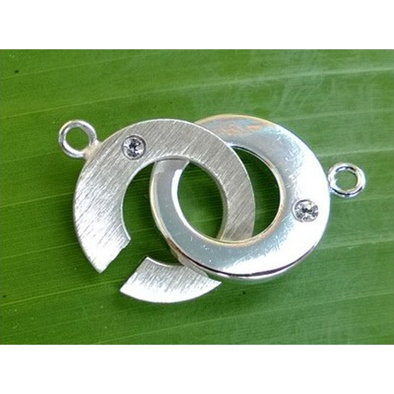 Schliesse 16mm Messing rhodiniert, Strass
