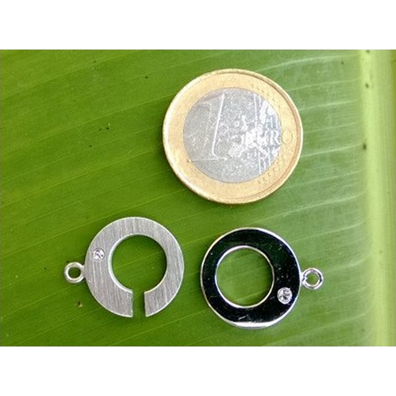 Schliesse 16mm Messing rhodiniert, Strass