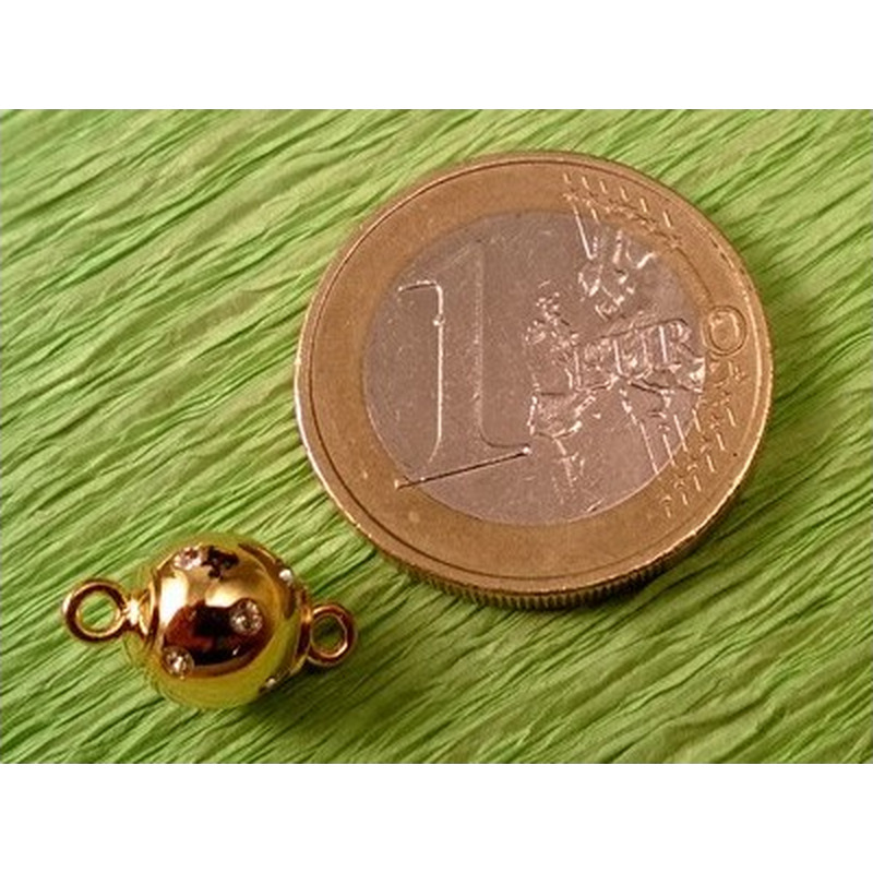 Magnetschliesse 8mm vergoldet, Strass