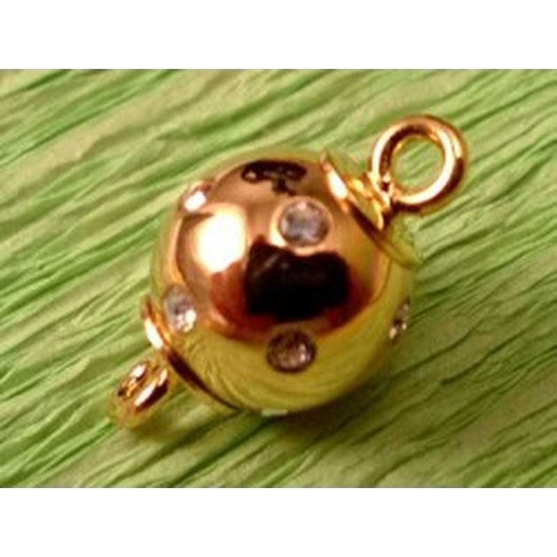 Magnetschliesse 8mm vergoldet, Strass