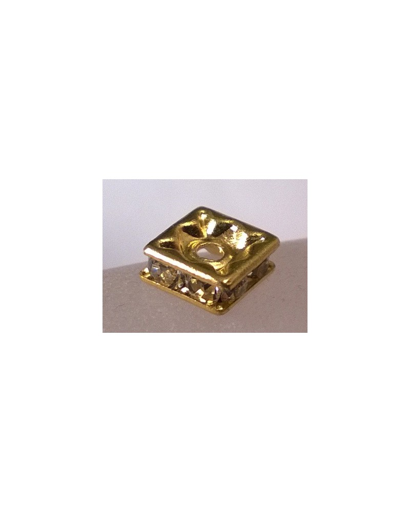 Zwischenteil Strass 6x6x2.5mm, Messing vergoldet