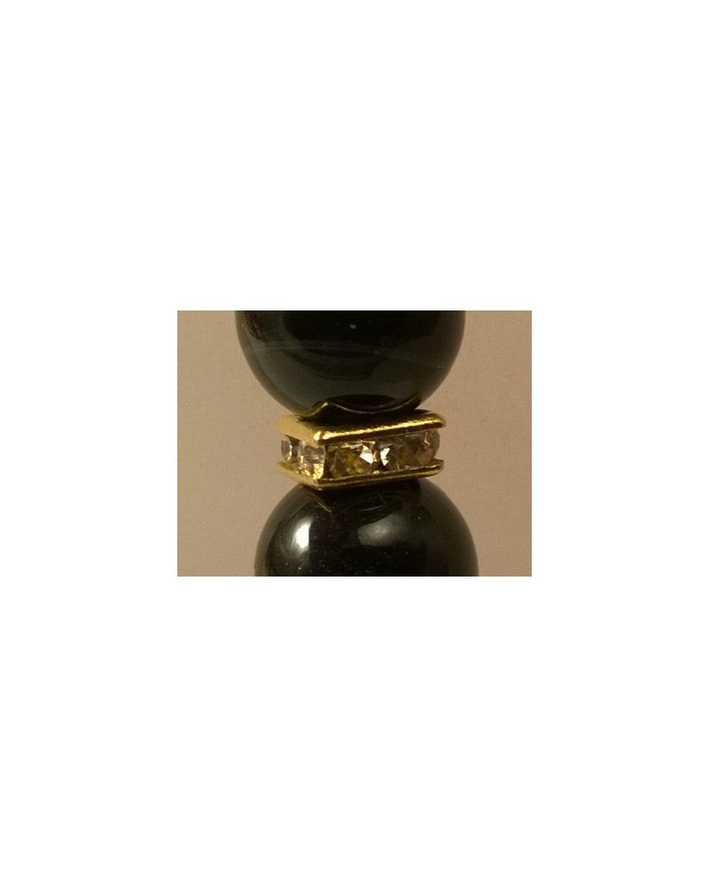 Zwischenteil Strass 6x6x2.5mm, Messing vergoldet