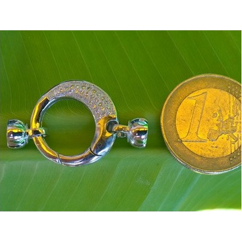 Designschliesse 33mm mit Strass, Metall-Silberfarbe
