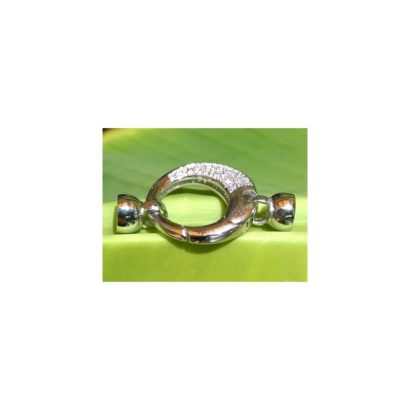 Designschliesse 33mm mit Strass, Metall-Silberfarbe
