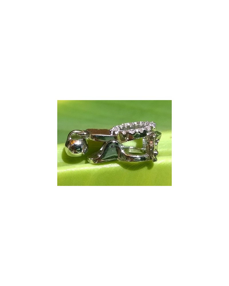 Kettenclip mit Strass, Metall-Silberfarbe