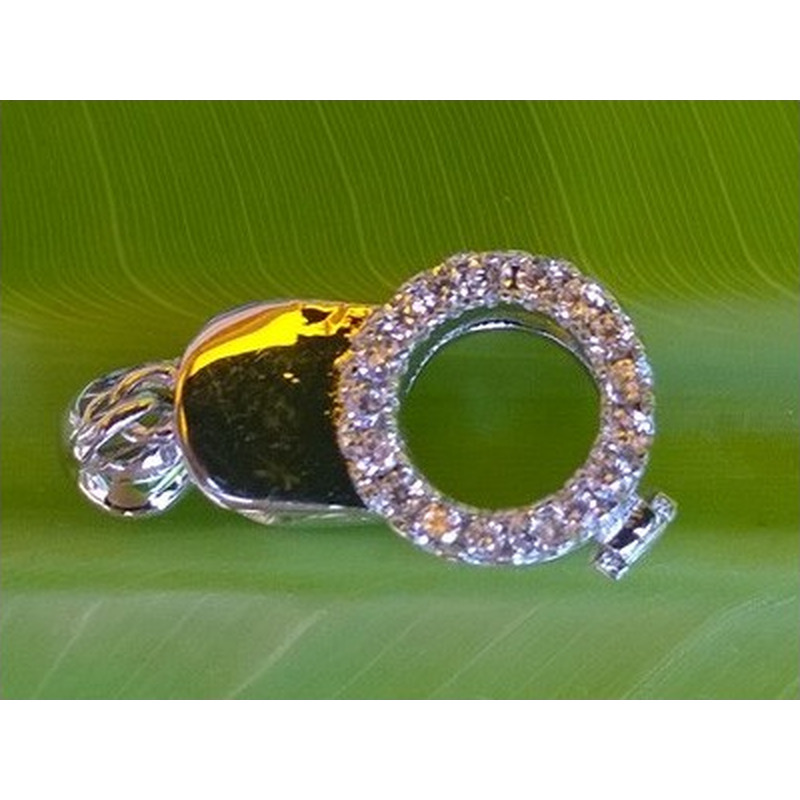 Kettenclip mit Strass, Metall-Silberfarbe