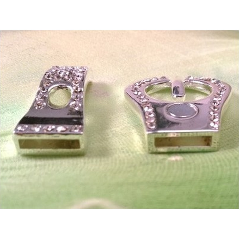 Designschliesse 32mm mit Strass, Metall-Silberfarbe