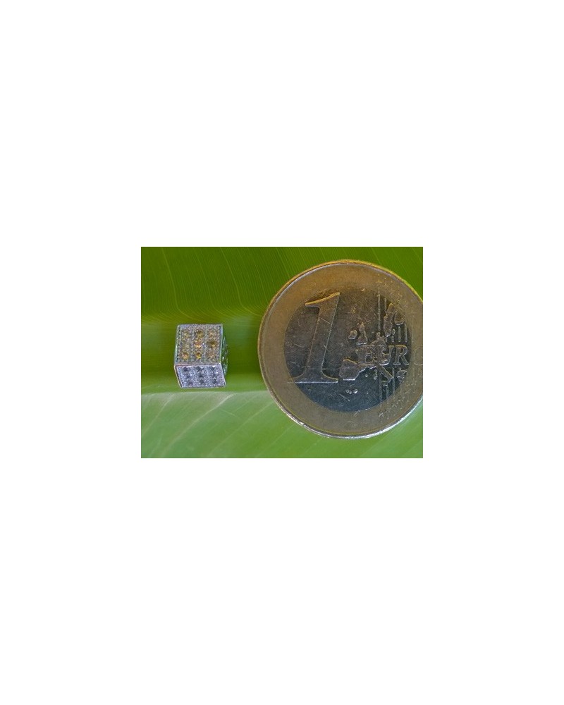 Zwischenteil Strass 6x6x6mm, Metall silberfarben
