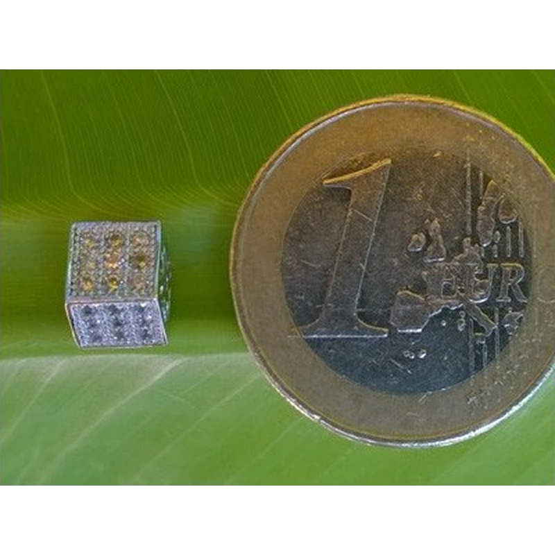 Zwischenteil Strass 6x6x6mm, Metall silberfarben