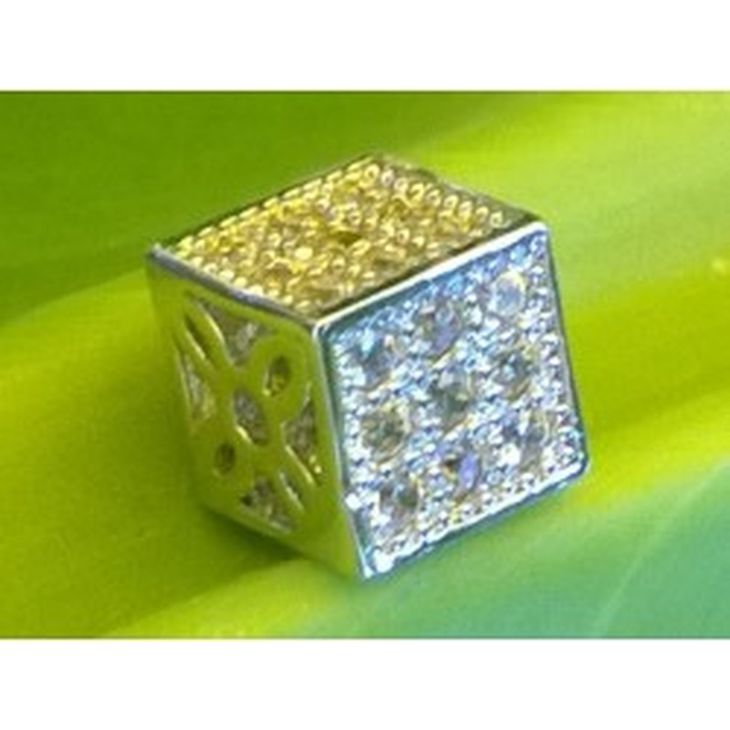 Zwischenteil Strass 6x6x6mm, Metall silberfarben