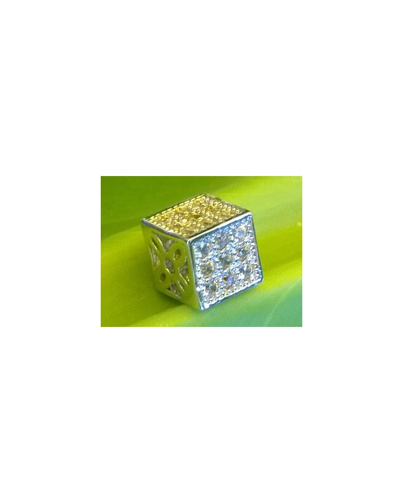 Zwischenteil Strass 6x6x6mm, Metall silberfarben