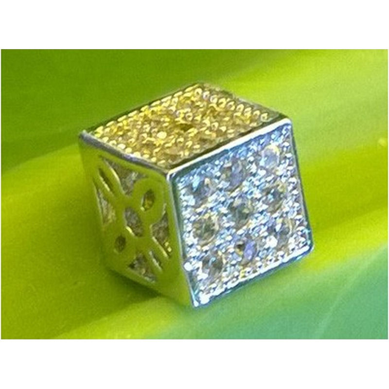 Zwischenteil Strass 6x6x6mm, Metall silberfarben