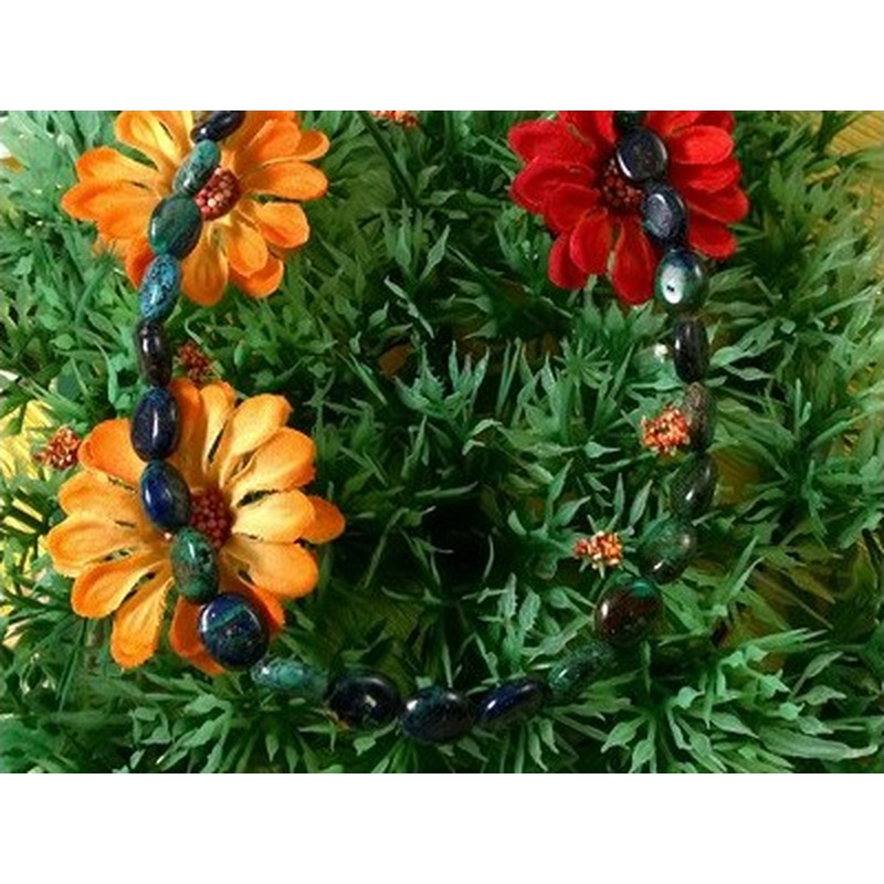 Azurit-Malachitkette 8x10mm NATUR