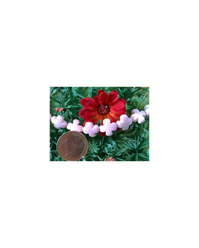 Muschelkette pink 13mm, Kreuz