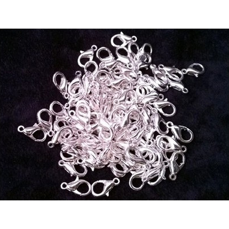 100 Stk. Karabiner 15mm Messing silberfarben