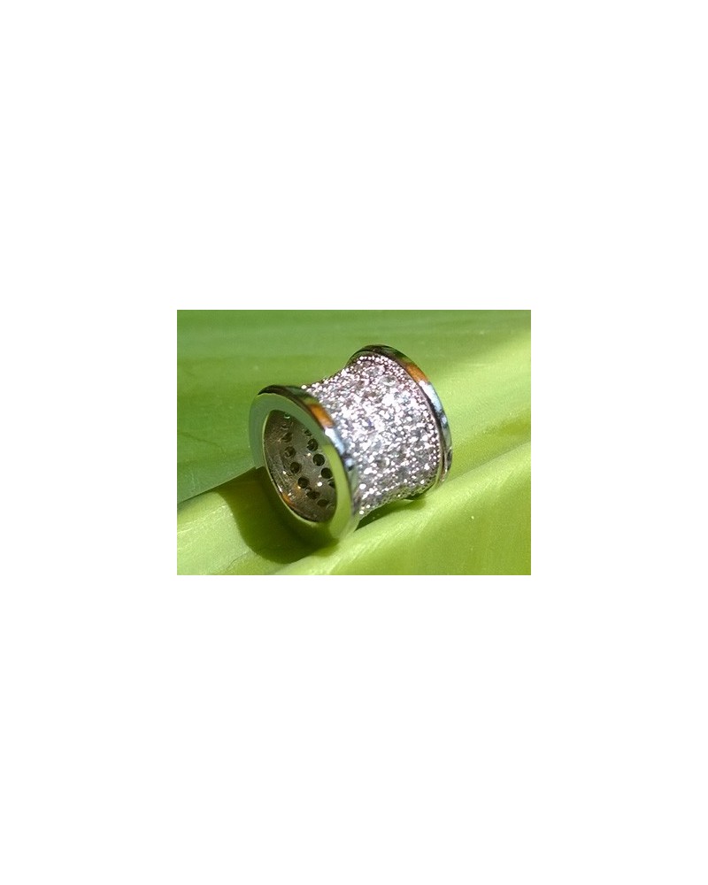 Zwischenteil Strass 11x9mm, Metall silberfarben