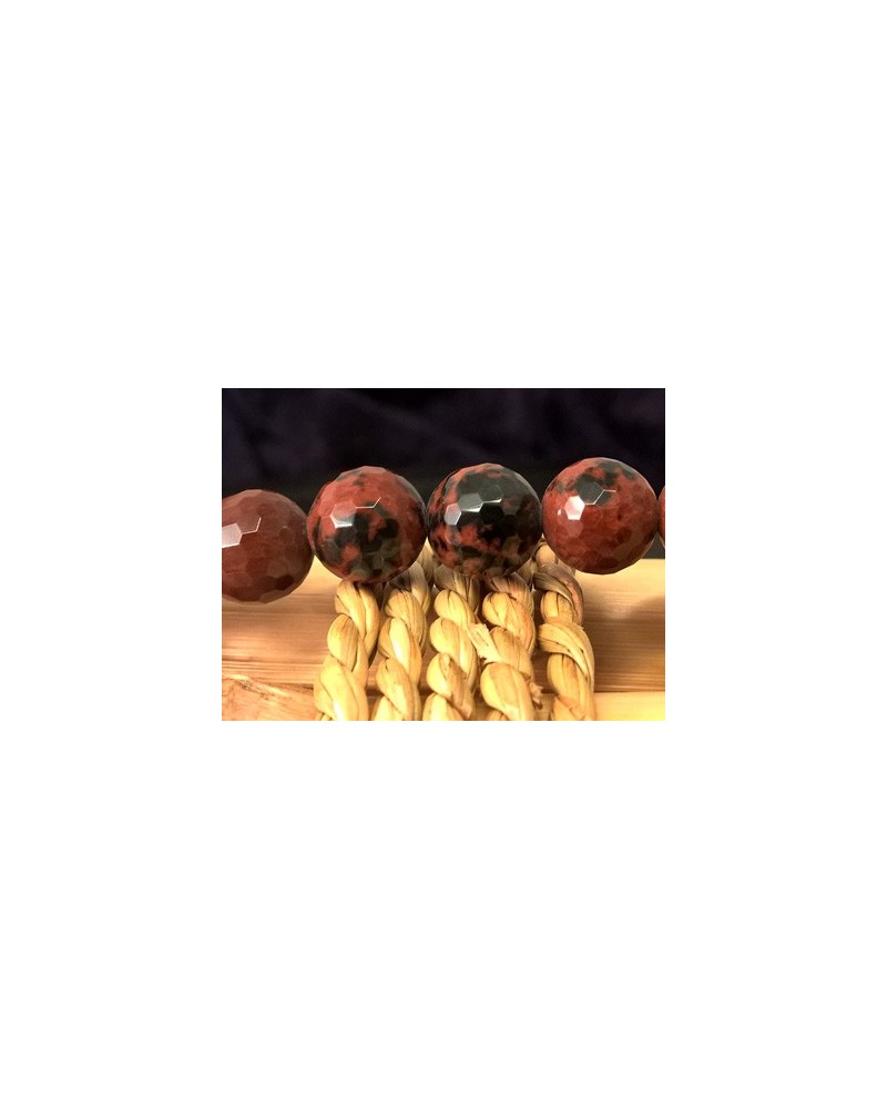 Mahagoniobsidiankette facettiert 10mm