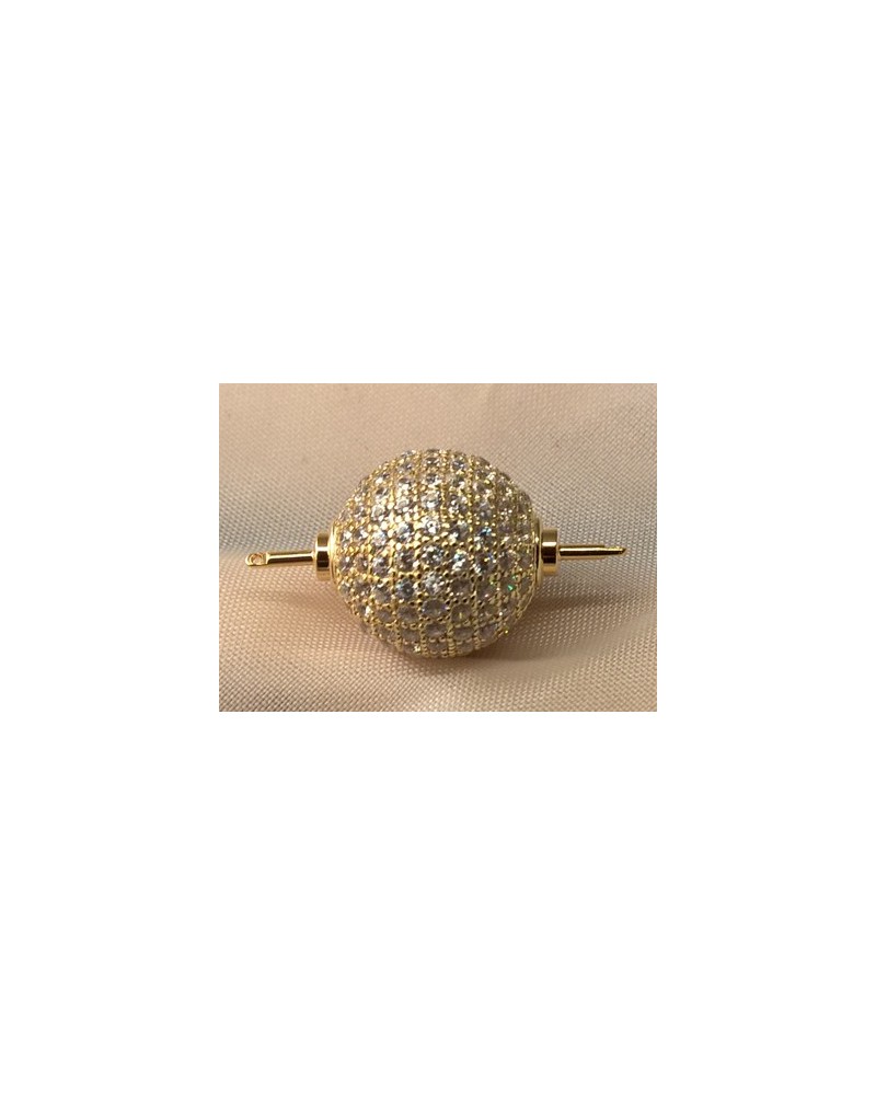 Schliesse 14mm, 925 Silber vergoldet, Strass