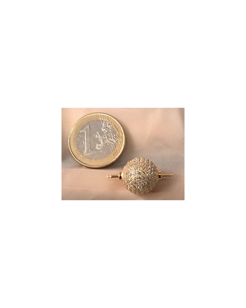 Schliesse 14mm, 925 Silber vergoldet, Strass